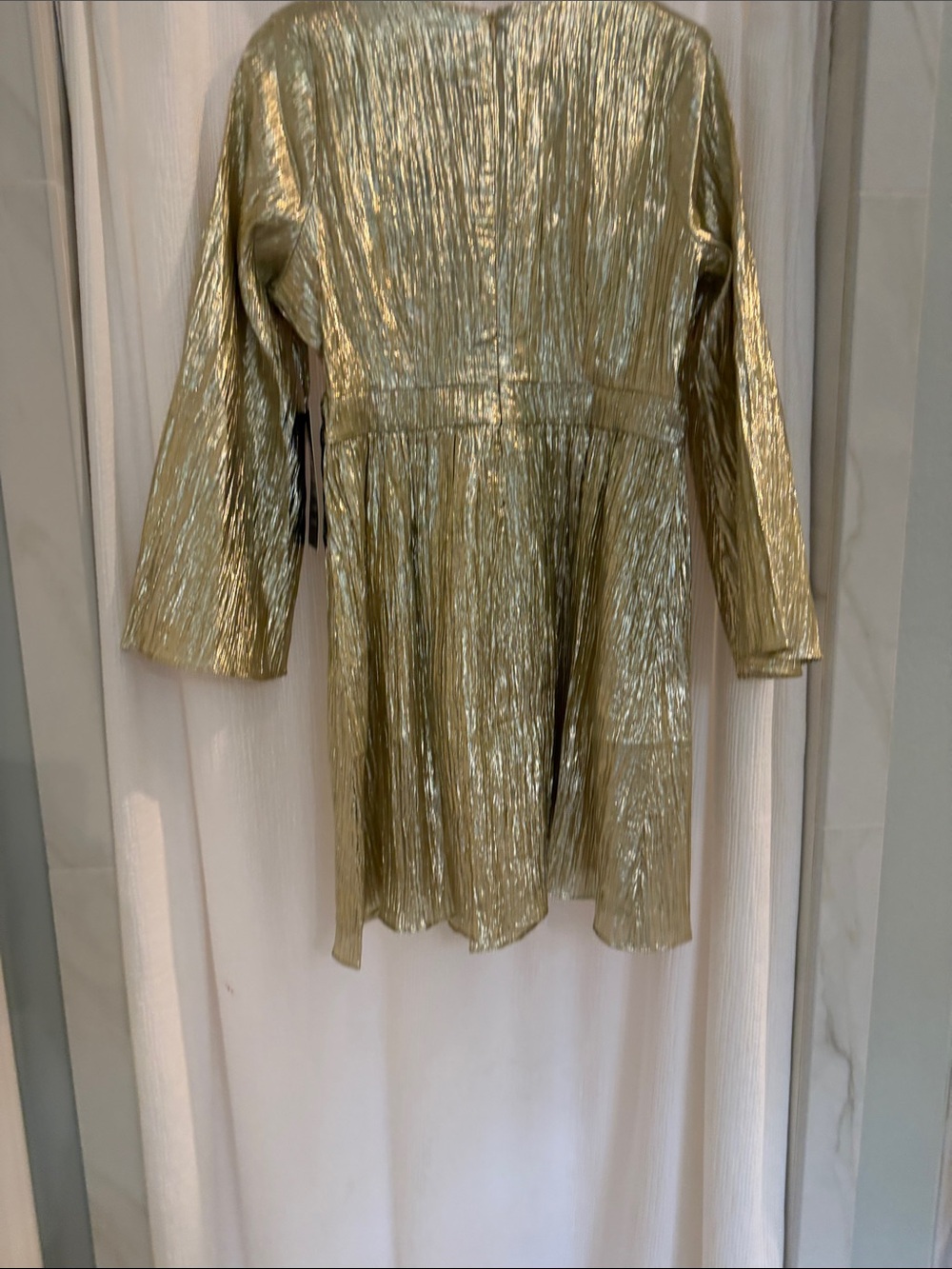 Gold Metallic Tie-Waist Mini Dress - Picture 10 of 16